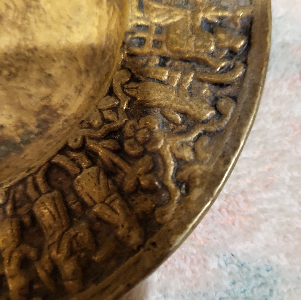 Handmade Turkish 5.5 In. Heavy Ornate Gold Decorative Plate - Picture 8 of 13